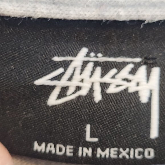 Vintage Stussy World Long Sleeves Size Large Flag Design Front and Back Gray - Picture 11 of 15